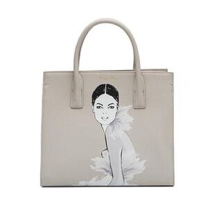 Stylish Beige Tote with Artistic Design